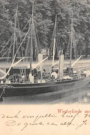 Rabat Rotterdam Westerkade met Parklaan en binnenvaart schepen Kleinrondstempel 1901 HC54735
