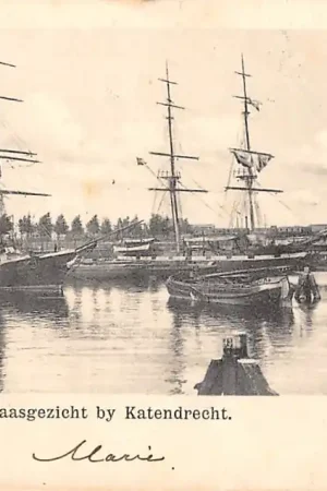 Rotterdam Maas gezicht by Katendrecht 1901 zee zeil schepen Scheepvaart HC54734 Rabat