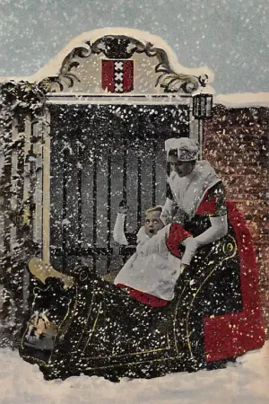 Amsterdam Moeder en Kind Slee Sneeuw pret Winter Fantasie Vintage Tulp HC54620 Darmowa dostawa
