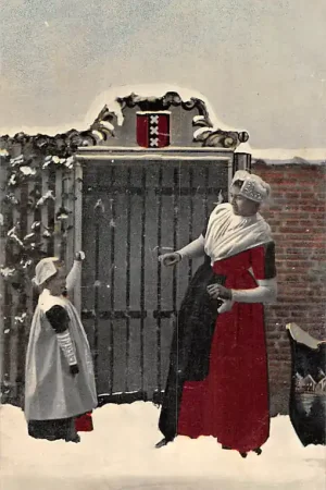 Amsterdam Moeder en Kind Sneeuwpret Winter Fantasie Vintage Tulp HC54615 Oferta limitowana