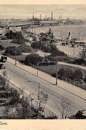 Autentyczny Rotterdam Maasstation 1938 Spoorwegen Station Overzicht van de bebouwing langs de Maas HC54512