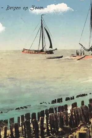 Bergen op Zoom Schelde het Hoofd met vissers schepen 1916 HC54490 Tylko dziś