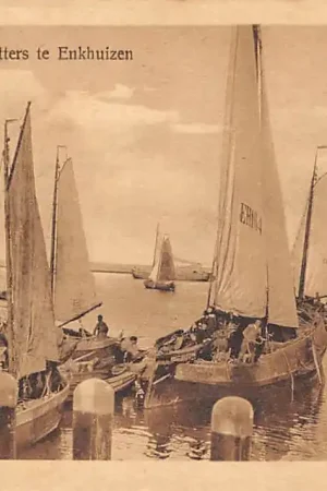 Enkhuizen Uitzeilende botters EH 164 Vissers schepen Zuiderzee Scheepvaart HC54478 Bezpieczna płatność