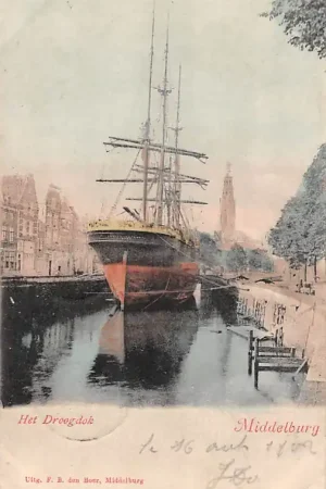 Vlissingen Het droogdok met zee zeilschip 1903 Scheepvaart Schepen HC54407 Zwrot pieniędzy