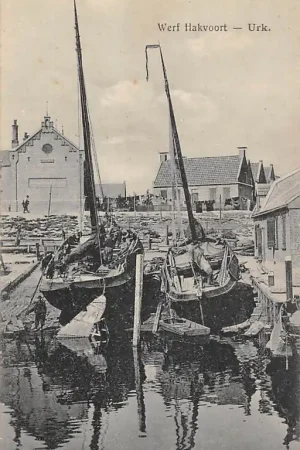 Urk Werf Hakvoort Scheepswerf Scheepvaart Vissersschepen op de helling HC54405 Darmowa dostawa