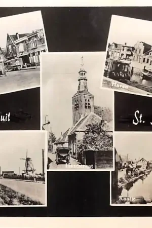 Sint-Maartensdijk Tholen 1957 Markt met benzinepomp Haven Even-Buiten Molen Kaatje en Hazestraat HC54177 Niska cena