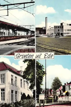 Szybka dostawa Ede Groeten uit met Station Gem. Huis Streek ziekenhuis en Stationsweg 1963 Veluwe HC54298