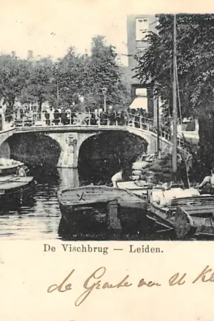 Leiden De Vischbrug 1902 Binnenvaart schepen HC54044 Tylko dziś