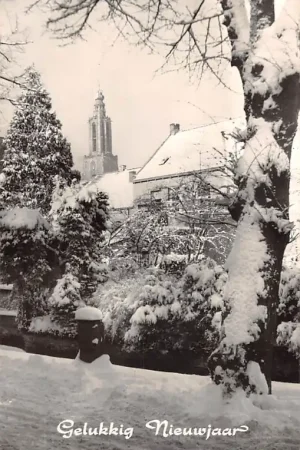 Amersfoort Zuidsingel met O.L. Toren in de sneeuw Winter Gelukkiog Nieuwjaar HC53780 Zwrot pieniędzy