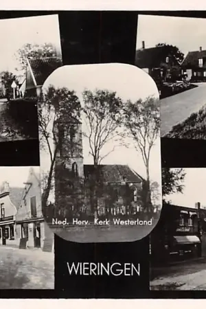 Autentyczny Wieringen Westerland Ned. Herv. Kerk Hippolytushoef Kerkplein De Haukes Zuiderzee 1948 HC53761