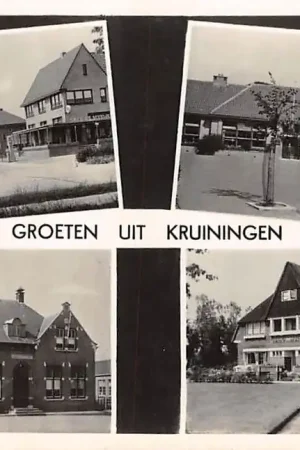 Kruiningen 1952 Burg. Elenbaasstraat O.L. School Huize Inter Scaldes en GemeentehuisHC53754 Wysoka jakość