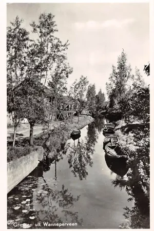 Wanneperveen Groeten uit met punters in de sloot 1955 Steenwijkerland HC53647 Autentyczny