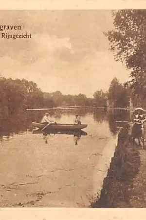 Bodegraven Rijn gezicht met veer bootje HC53559 Wyprzedaż