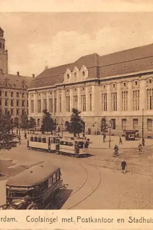 Tylko dziś Rotterdam Coolsingel met Postkantoor en Stadhuis Tram Auto bus 1932 HC53587