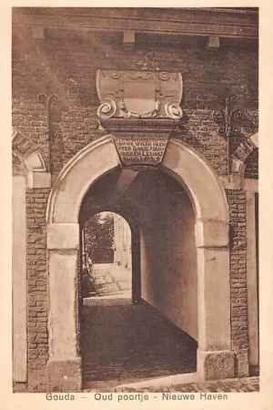 Oryginalny Gouda Nieuwe Haven Oud poortje Letmaet hofje HC53418