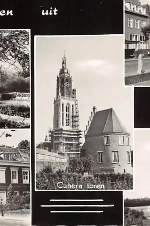 Rhenen Ere Begraafplaats Gemeentehuis Cunera toren Fred. v.d. Paltshof Gezicht op de Koerheuvel 1959 HC53403 Nowość