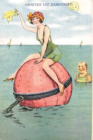 Tani Zandvoort Jonge vrouw op landmijn uit WO1 Cartoon Hunor Vintage HC53310