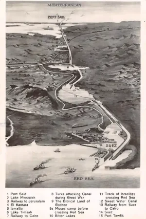 Premium Egypte The Suez Canal Bird's eye view Vogel perspectief Scheepvaart Afrika HC53251