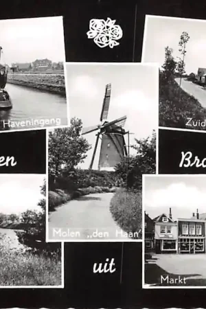 Brouwershaven Haveningang Zuidwal 't Spui Molen den Haan en Markt 1967 Schouwen-Duiveland HC53245 Darmowa dostawa