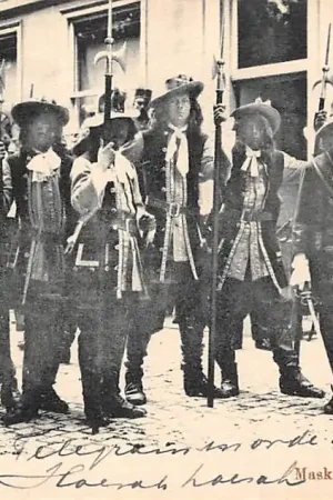 Leiden Maskerade 1905 51 Studenten als piekeniers soldaten verkleed HC53134 Nowość