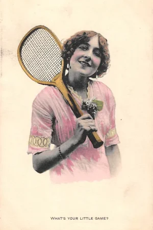 Rabat Fantasie What's your little Game? Meisje met tennisracket Sport Tennis Vintage 1919 HC53156