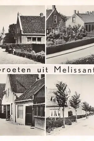 Oryginalny Melissant Gemeentehuis met Postkantoor Julianaweg Voorstraat Binnenweg Groeten uit 1954 Goerre-Overflakkee HC53052
