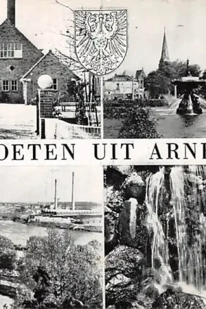Arnhem Groeten uit 1958 Jeugdherberg Rijngezicht Janssingel Waterval Sonsbeek HC53036 Promocja