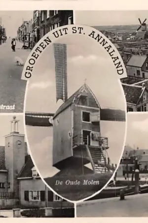 Oryginalny Sint Annaland 1951 Langestraat De Oude Molen Panorama N.O. De Haven het nieuwe Gemeentehuis Tholen HC53007