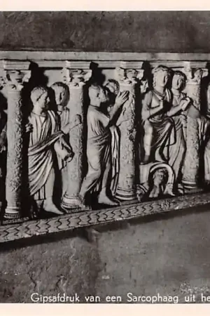 Oryginalny Valkenburg (LB) Gipsafdruk van een Sarcophaag uit het Museum van Lateranen 1949 Grot Limburg HC52998