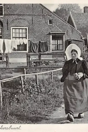 Huizen Gooi Visschersbuurt Vrouw in klederdracht Vintage HC52898 Ostatnia szansa