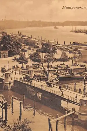 Rotterdam Maaspanorama Toegang tot de oude haven en Koningsbrug Witte Huis Schepen HC52680 Promocja