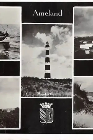 Popularny Ameland Veer Waddenzee Omgeving Vuurtoren Doorkijkje duinen naar zee Tentenkamp 1950 HC52672