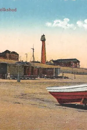Darmowa dostawa Scheveningen Volksbad met strand, badkoetsen en Vuurtoren 1922 's-Gravenhage HC52760