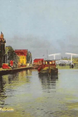 Popularny Haarlem Spaarne met Waag en binnenvaart schepen HC52042