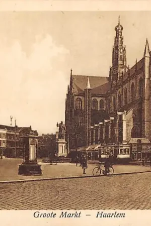 Haarlem Groote Markt Tram en St. Bavo 1930 HC51963 Wyprzedaż