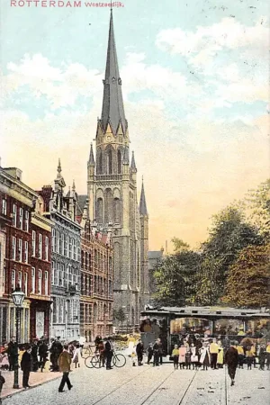 Tylko dziś Rotterdam Westzeedijk met kerk en tram 1906 HC51840