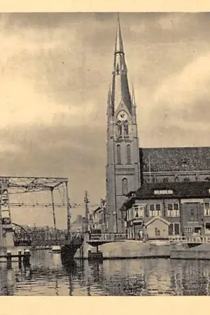 Oryginalny Haarlem Spaarne met brug en R.K. Kerk HC51889