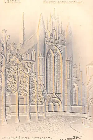 Leiden Hoogelandsche Kerk in reliëf 1906 HC51668 Tylko dziś