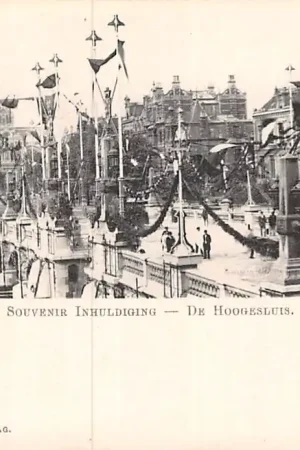 Amsterdam 1898 Souvenir Inhuldiging Koningin Wilhelmina De Hoogesluis met Paleis voor Volksvlijt Koningshuis HC51648 Oferta limitowana