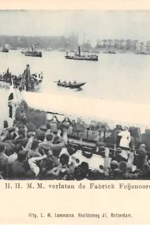 Oryginalny Rotterdam 1899 H.H. H.M. Emma en Wilhelmina verlaten de Fabriek Feijenoord Koningshuis HC51547