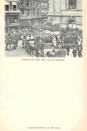 Rotterdam 1899 Vertrek H.H. H.M. Emma en Wilhelmina van het Stadhuis Koningshuis HC51539 Oferta limitowana
