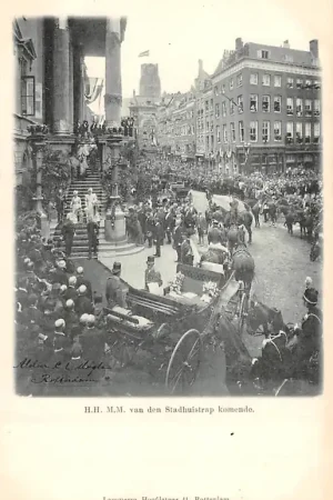 Rotterdam 1899 H.H. H.M. Emma en Wilhelmina van den Stadhuistrap koomende Koningshuis HC51538 Darmowa dostawa