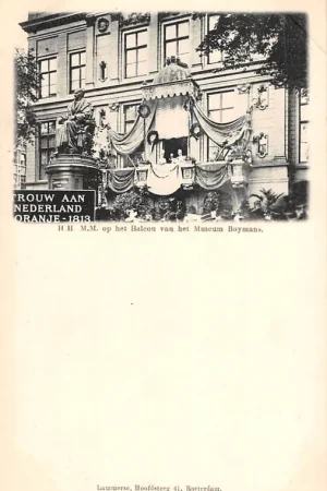 Rotterdam 1899 H.H. H.M. Emma en Wilhelmina Op het Balcon van het Museum Boymans Koningshuis HC51531 Ostatnia szansa