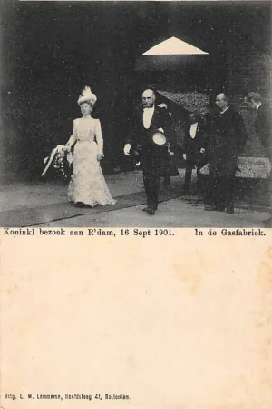 Rotterdam Koninklijk bezoek aan Rotterdam 16 September 1901 In de Gasfabriek Koningin Wilhelmina en Prins Hendrik Koningshuis HC51509 Popularny