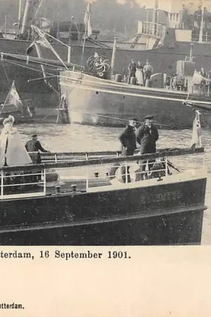 Rotterdam Koninklijk bezoek aan Rotterdam 16 September 1901 Op de Colubus Scheepvaart Koningin Wilhelmina en Prins Hendrik Koningshuis HC51503 Tylko dziś