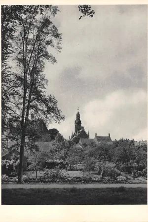 Heusden Gezicht vanaf de wal op het stadje met raadhuis, dat bij de bevrijding vernield werd Noord-Brabant HC51329 Tani