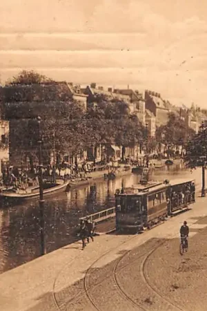 Rotterdam Coolsingel met water Tram en molen 1909 HC51186 Tani
