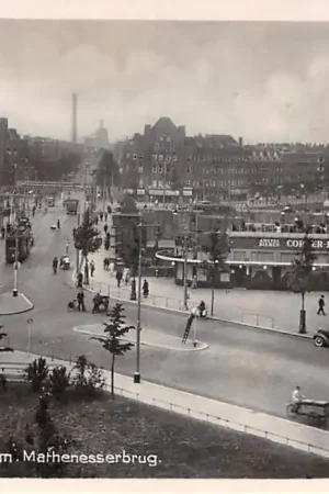 Rotterdam Mathenesserbrug 1940 Trams HC50812 Autentyczny