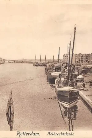 Rotterdam Aelbrechtskade met binnen vaart schepen HC50810 Autentyczny