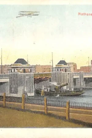 Rotterdam Mathenesserbrug met sleepboot en binnenvaart schepen 1926 Vlieguigen HC50805 Szybka dostawa